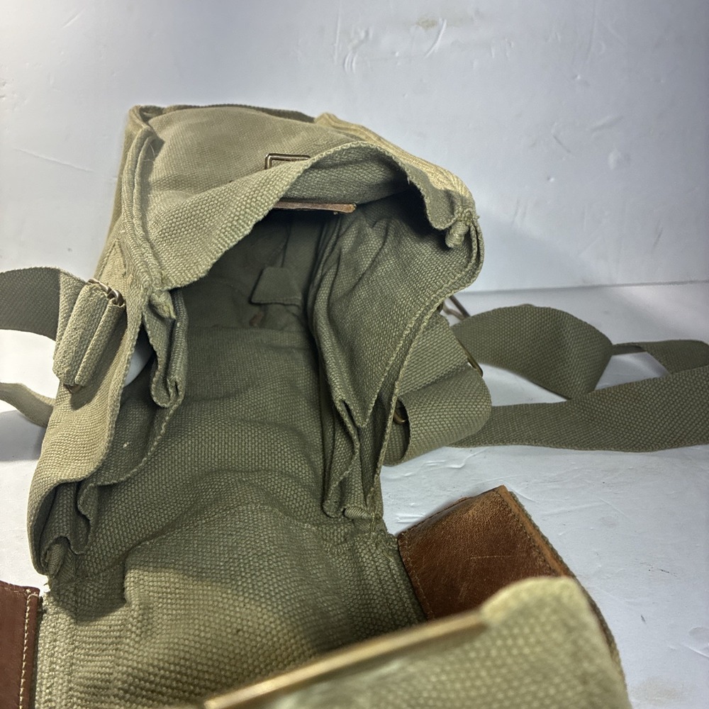 Vintage Military Canvas Shoulder bag Gas Mask M51 Belgian Army - Picture 4 of 5